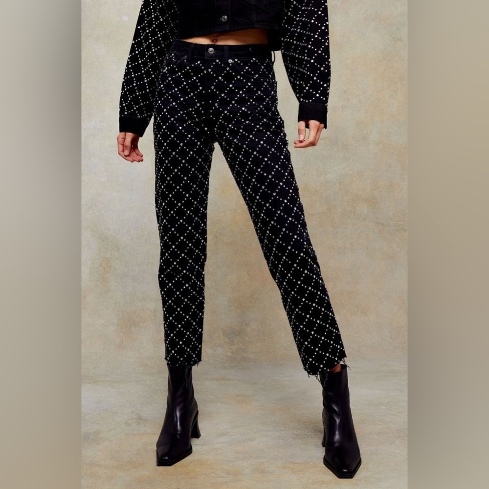Topshop Strait Rhinestone Jeans